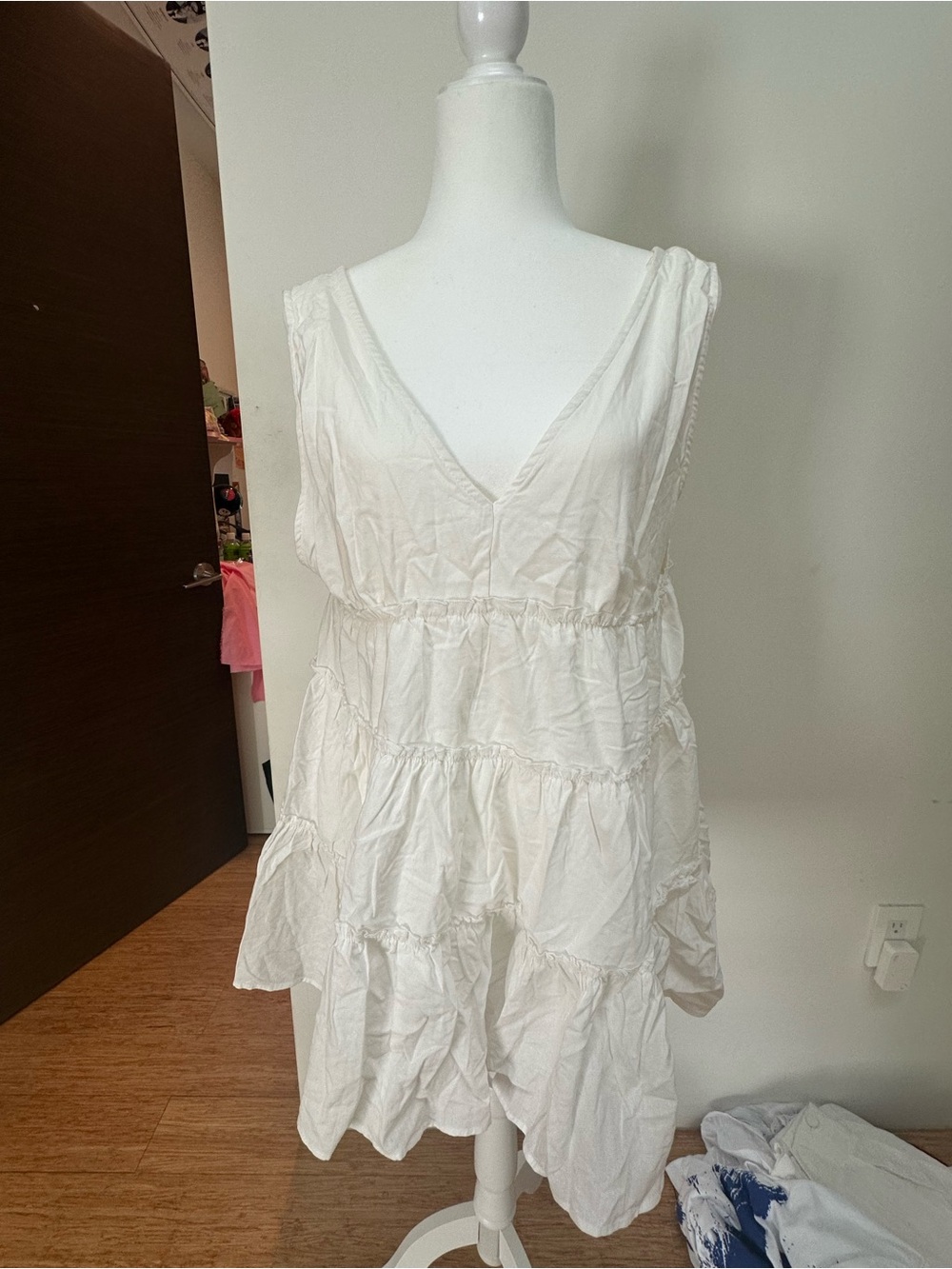 Princess Polly White Tiered Mini Dress US 10